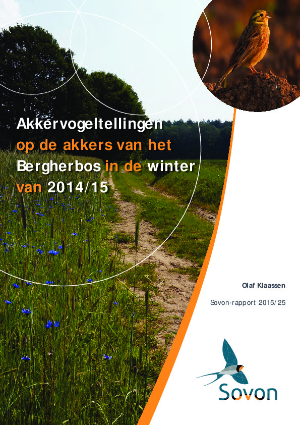 Omslag Akkervogeltellingen op de akkers van het Bergherbos in de winter van 2014/15