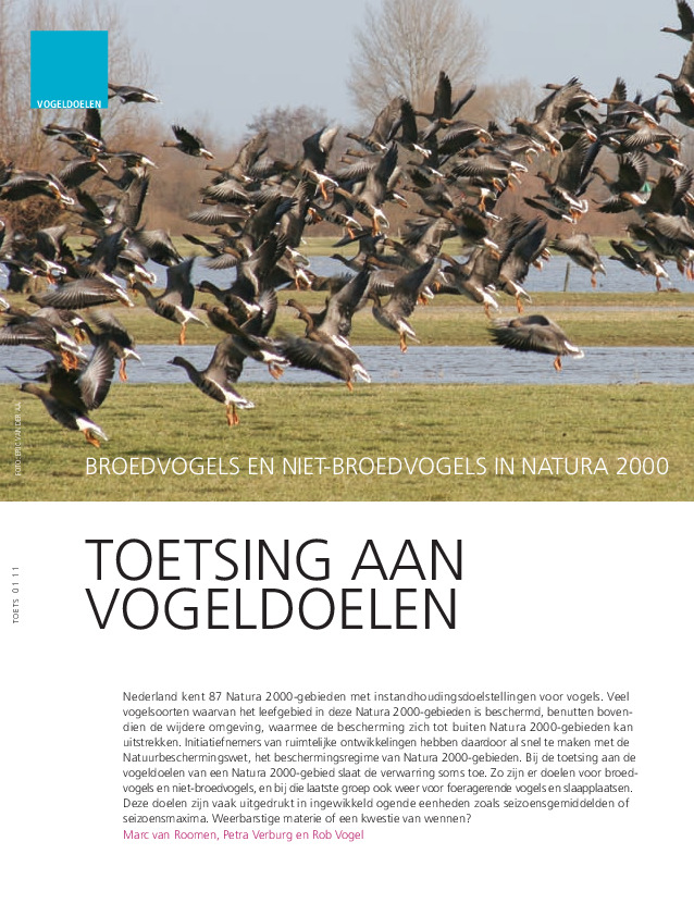 Omslag Toetsing aan Vogeldoelen; broedvogels en niet-broedvogels in Natura 2000