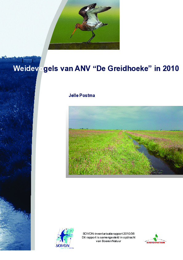 Omslag Weidevogels van ANV 'De Greidhoeke' in 2010