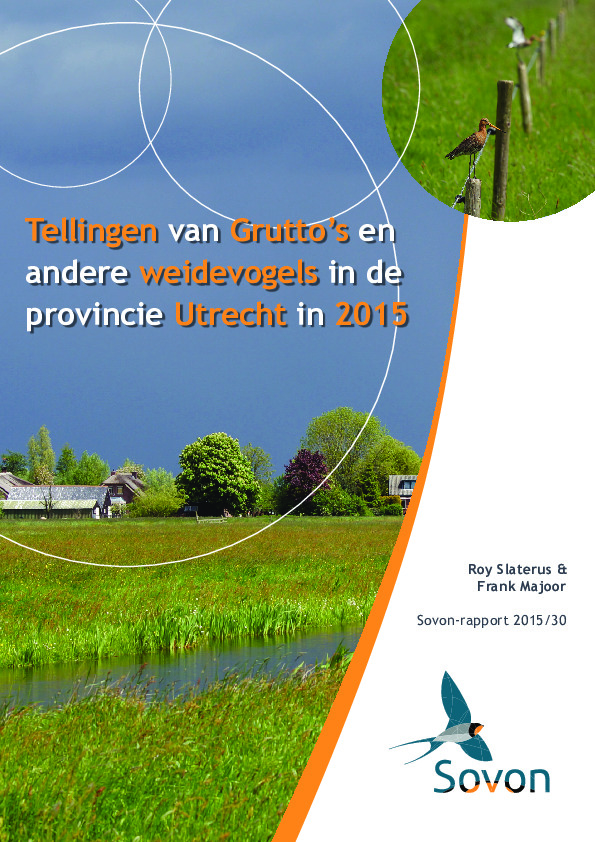 Omslag Tellingen van Grutto’s en andere weidevogels in de provincie Utrecht in 2015