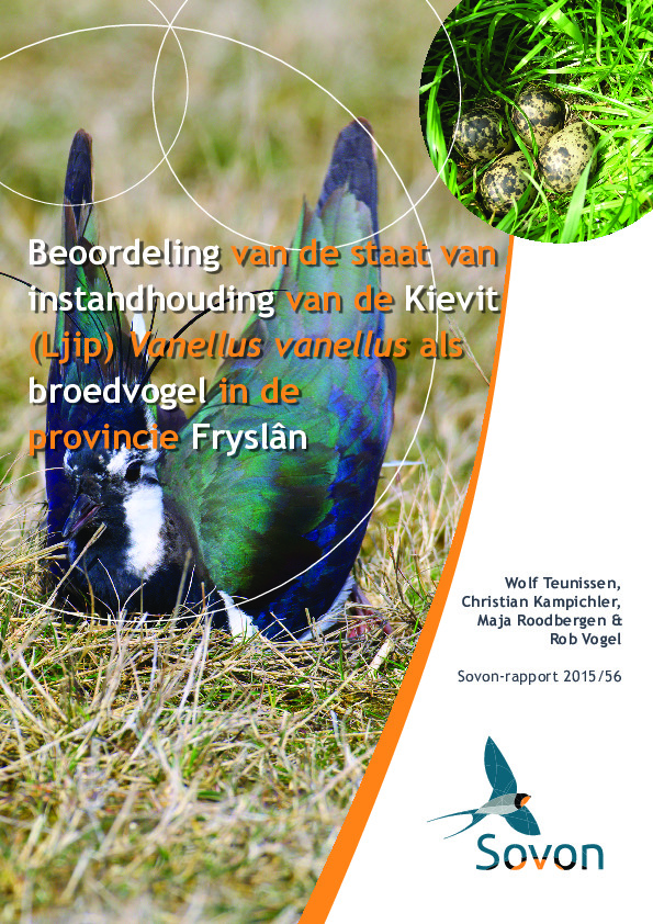 Omslag Beoordeling van de staat van instandhouding van de kievit Vanellus vanellus als broedvogel in de provincie Fryslân