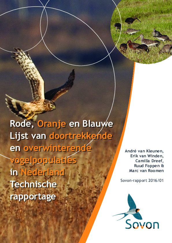 Omslag Rode en Oranje Lijst van doortrekkende en overwinterende vogelpopulaties in Nederland