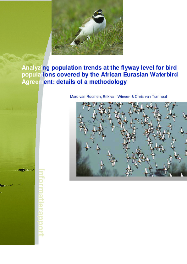 Omslag Analyzing population trends at the flyway level for bird populations covered by the African Eurasian Waterbird Agreement: details of a methodology