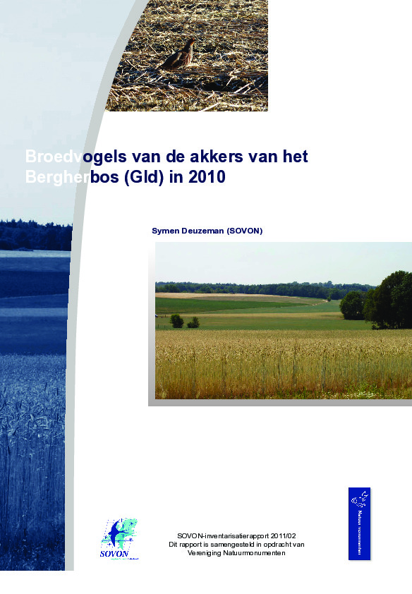 Omslag Broedvogels van de akkers van het Bergherbos (Gld) in 2010