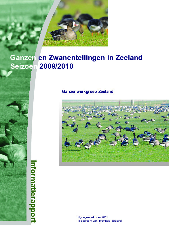 Omslag Ganzen- en Zwanentellingen in Zeeland, seizoen 2009/2010