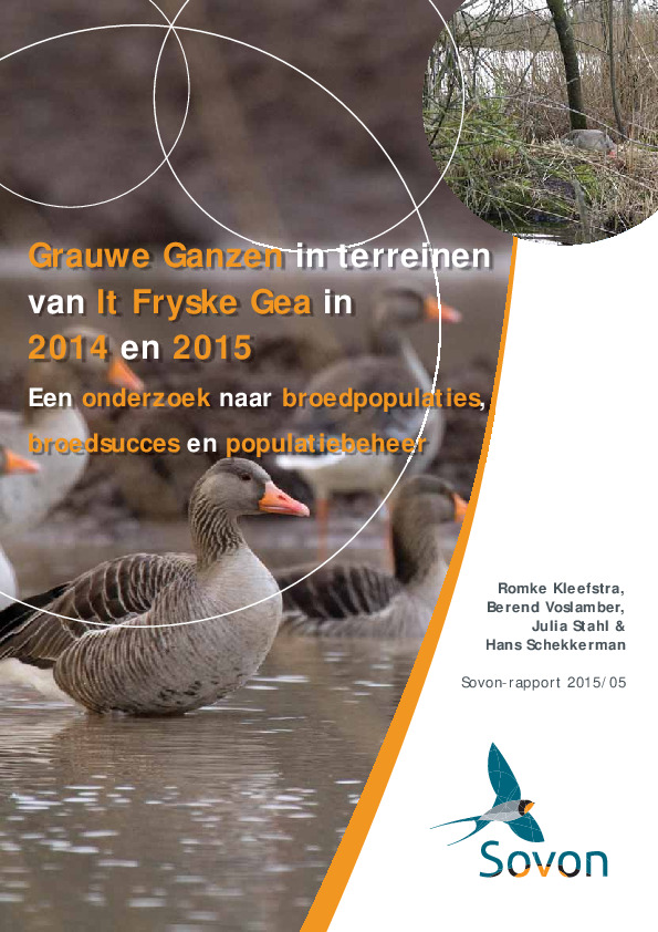 Omslag Grauwe Ganzen in terreinen van It Fryske Gea in 2014 en 2015