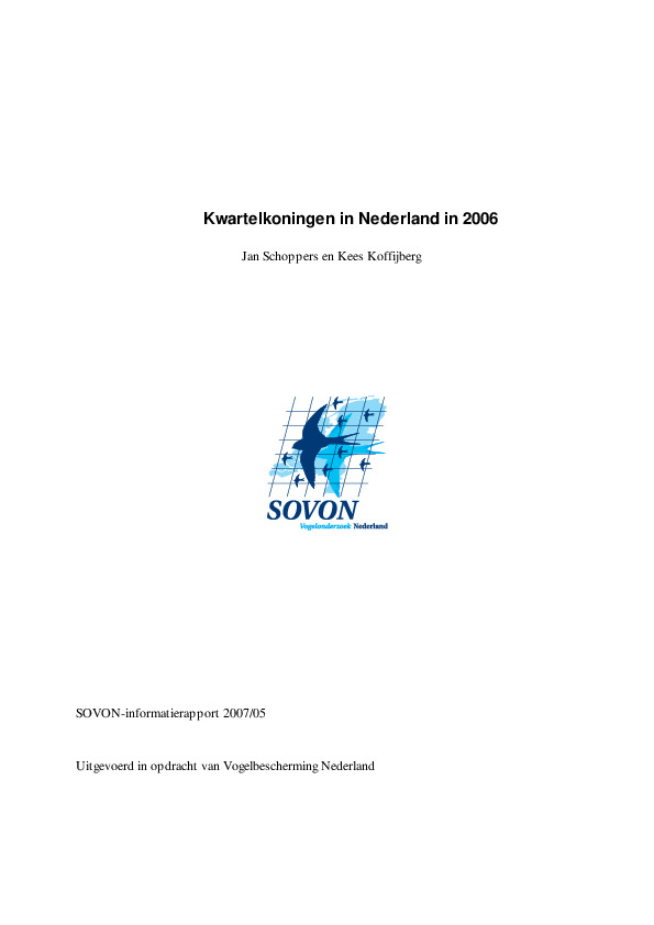 Omslag Kwartelkoningen in Nederland in 2006