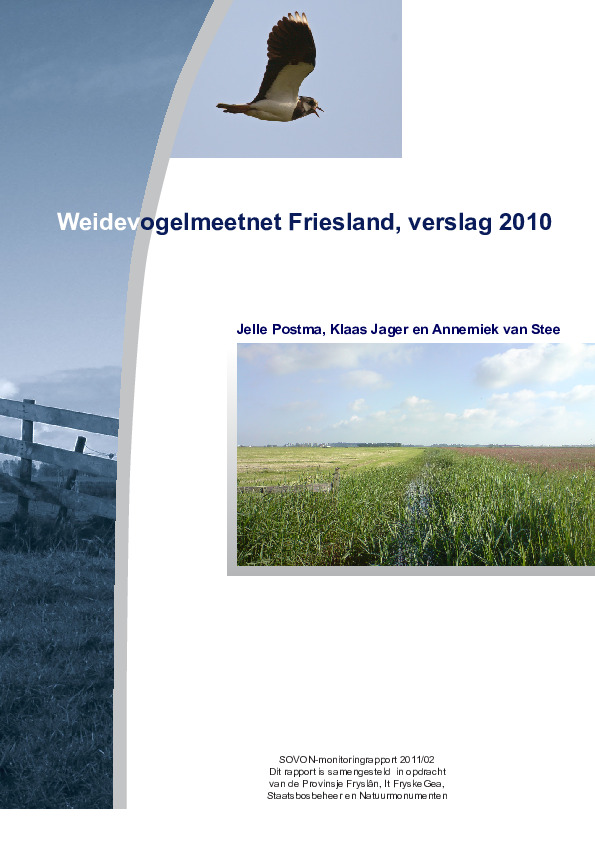 Omslag Weidevogelmeetnet Friesland, verslag 2010