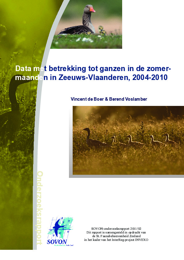 Omslag Data met betrekking tot ganzen in de zomermaanden in Zeeuws-Vlaanderen, 2004-2010