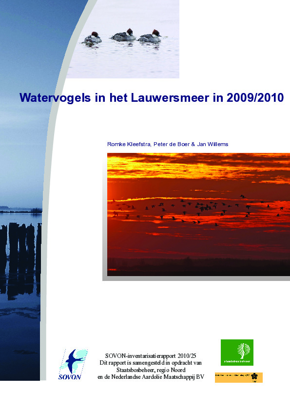 Omslag Watervogels in het Lauwersmeer in 2009/2010