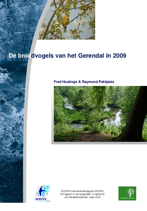 Omslag Broedvogels van het Gerendal in 2009