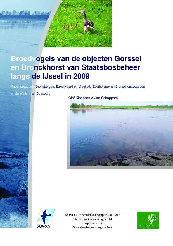 Omslag Broedvogels van de terreinen van Staatsbosbeheer langs de IJssel (Gorssel/Bronkhorst) in 2009