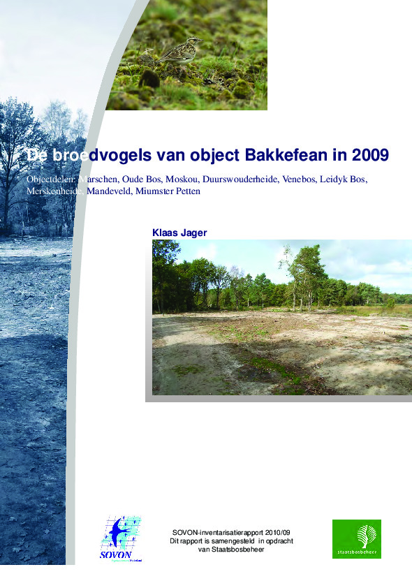 Omslag Broedvogels van object Bakkefean in 2009