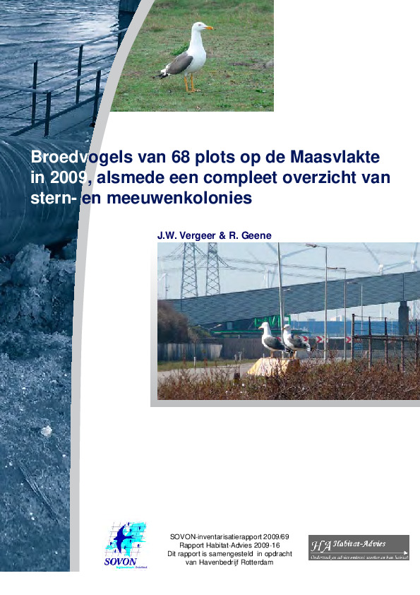 Omslag Broedvogels van 68 plots op de Maasvlakte in 2009