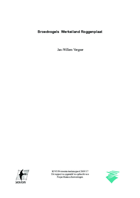 Omslag Broedvogels van Werkeiland Roggenplaat, alsmede een beeld van herpeto- en zoogdierfauna