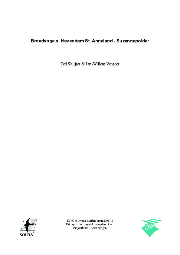 Omslag Broedvogels van Havendam St Annaland-Suzannapolder, alsmede een beeld van herpeto- en zoogdierfauna