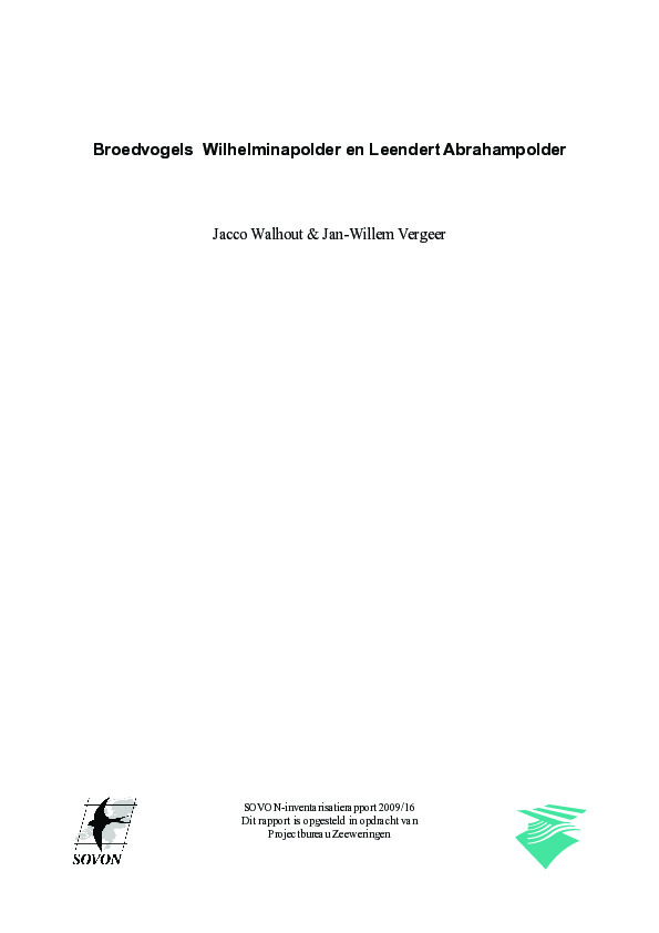 Omslag Broedvogels van Wilhelminapolder en Leendert Abrahampolder, alsmede een beeld van herpeto- en zoogdierfauna