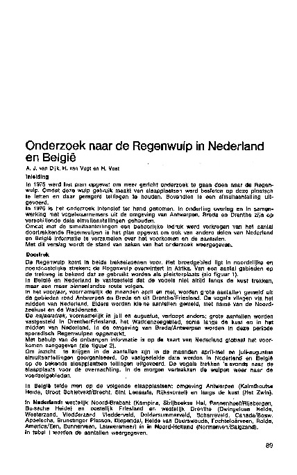 Omslag Onderzoek naar het voorkomen van de Regenwulp in Nederland