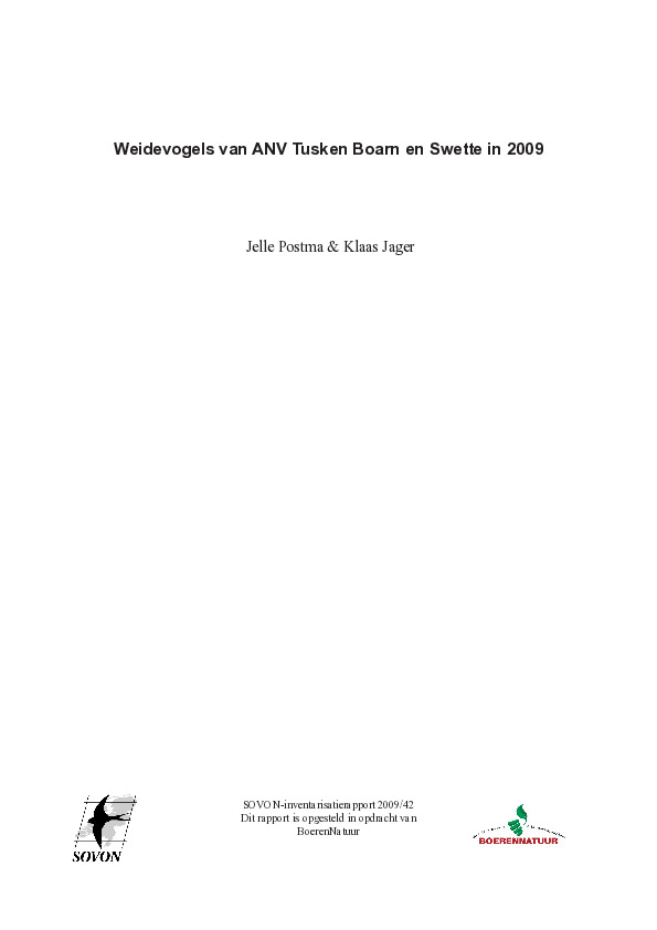 Omslag Weidevogels van ANV Tusken Boam en Swette