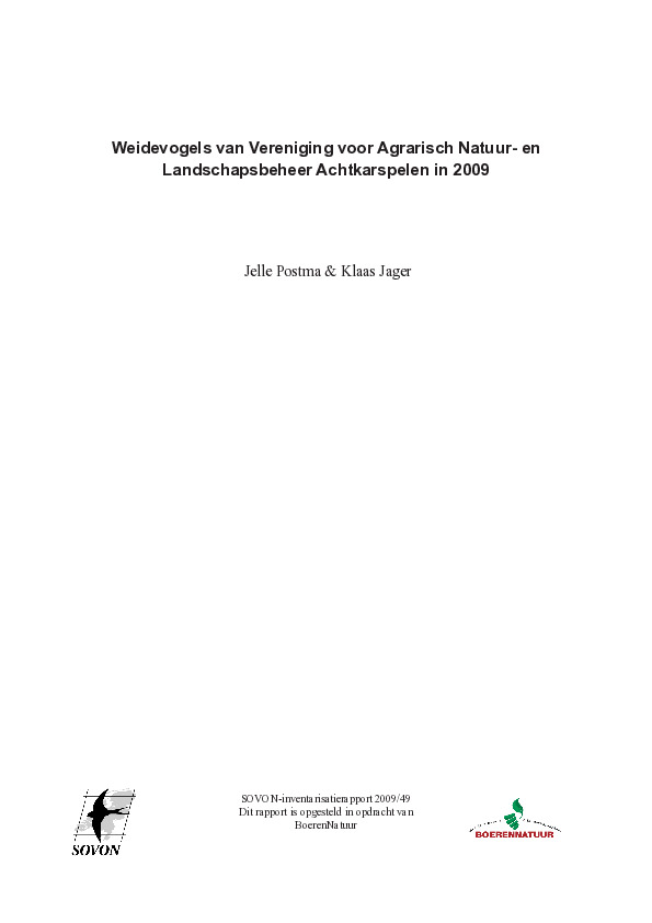 Omslag Weidevogels van Vereniging Agrarisch Natuur- en Landschapsbeheer Achtkarspelen