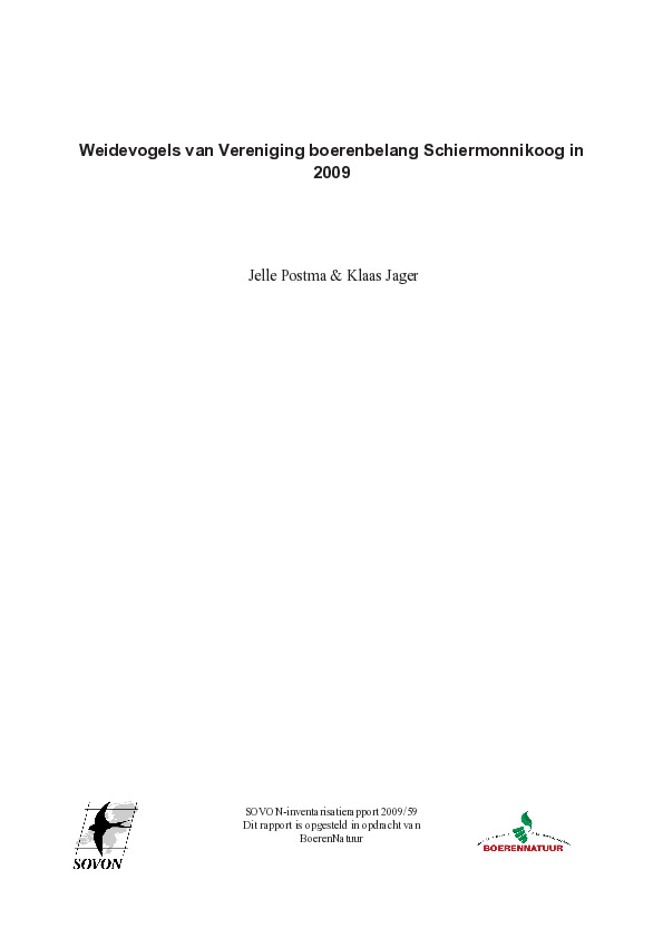 Omslag Weidevogels van Vereniging boerenbelang Schiermonnikoog