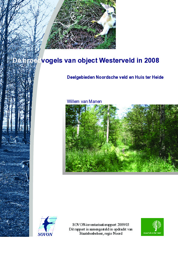 Omslag De broedvogels van object Westerveld in 2008: Deelgebieden Noordsche veld en Huis ter Heide