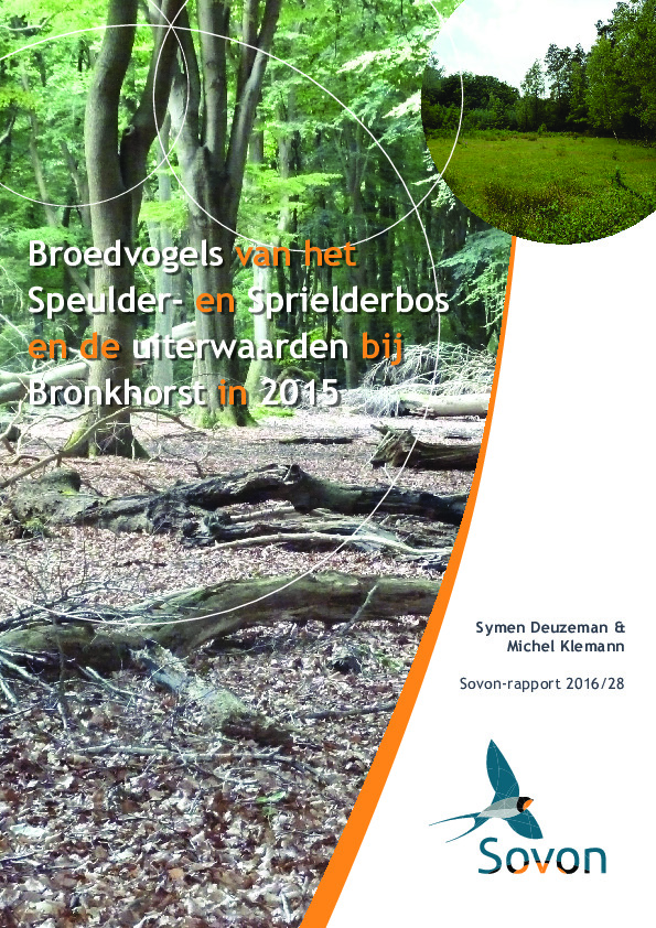 Omslag Broedvogels van het Speulder- en Sprielderbos en de uiterwaarden bij Bronkhorst in 2015