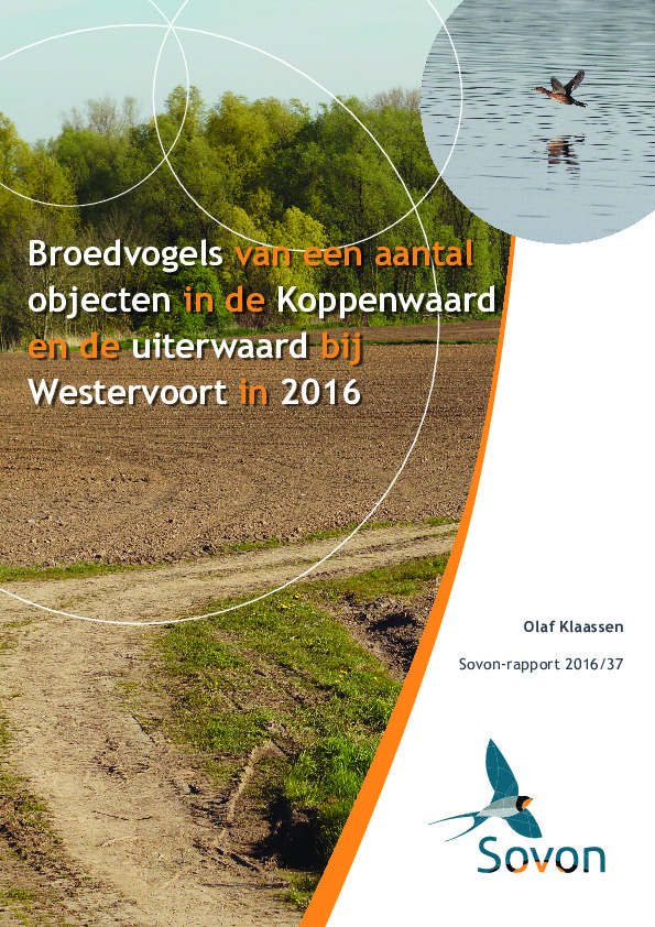 Omslag Broedvogels van een aantal objecten in de Koppenwaard en bij Westervoort (noord) in 2016