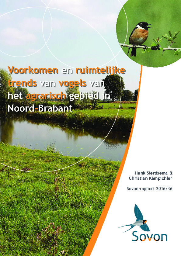 Omslag Voorkomen en ruimtelijke trends van vogels van het agrarisch gebied in Noord-Brabant