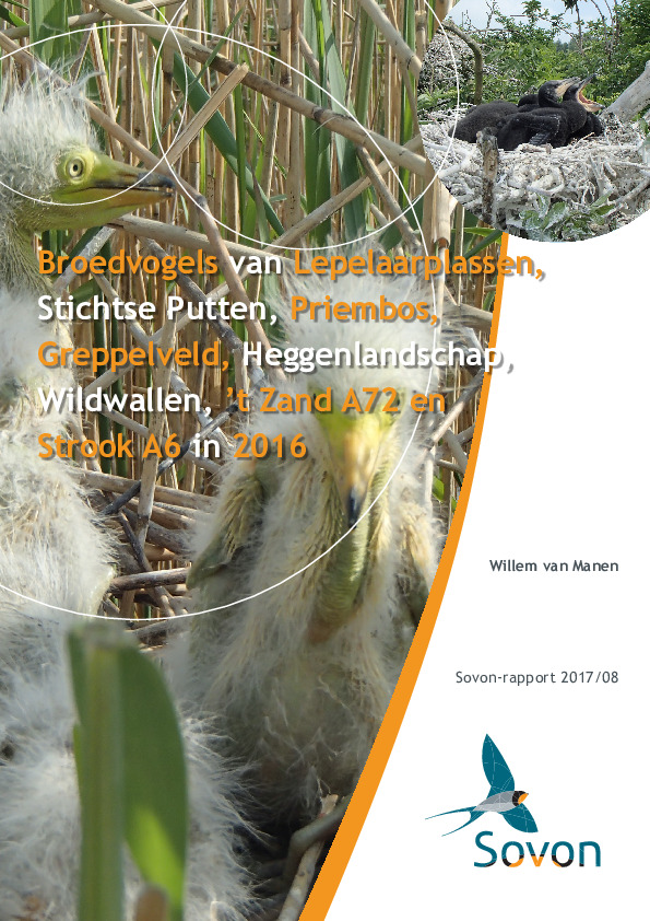 Omslag Broedvogels van Lepelaarplassen, Stichtse Putten, Priembos, Greppelveld Heggenlandschap, Wildwallen, ’t Zand en Beplantingen A6 in 2016