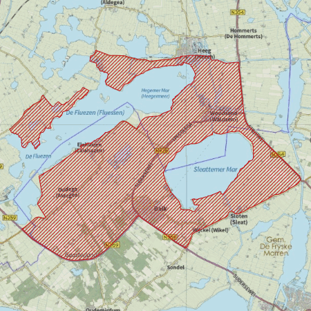 Begrenzing Overig - watervogelmonitoringgebied Polders rond Fluessen, Heegermeer en Slotermeer